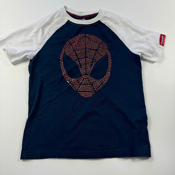 Marvel Spider-Man Studded Mask Boys Short Sleeve Raglan T-Shirt, Size Medium 8 - Picture 1 of 12